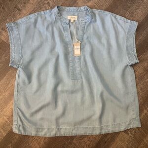 Haven Well Within Chambray Short Sleeve V-Neck Top- Size Large